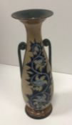 A George Tinworth for Doulton Lambeth vase with incised and relief work scrolling foliate