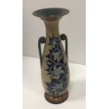 A George Tinworth for Doulton Lambeth vase with incised and relief work scrolling foliate