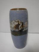 A Royal Doulton ship decorated vase with blue ground,