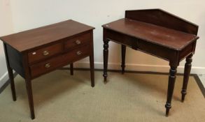 A 19th Century mahogany chest of two short over one long drawer on square tapered legs 81.