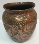 A John Pearson vase decorated with stylised Viking longboats at sea, with variously decorated sails,