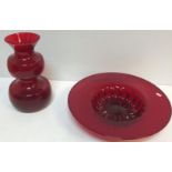 A 20th Century ruby glass vase 31.