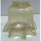 A vaseline glass lampshade with frilled edge possibly by Powell 14 cm high CONDITION