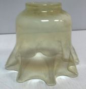 A vaseline glass lampshade with frilled edge possibly by Powell 14 cm high CONDITION