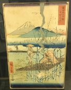 AFTER HIROSHIGE "Mount Fuji with figures on punts in foreground",
