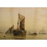 FREDERICK JAMES ALDRIDGE (1850-1933) "Thames barges and other vessels on the Thames estuary",