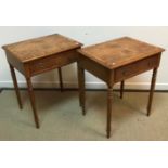 A pair of good quality modern burr oak lamp tables,