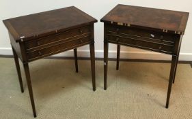 A collection of six reproduction mahogany two drawer side tables in the Georgian style each approx.