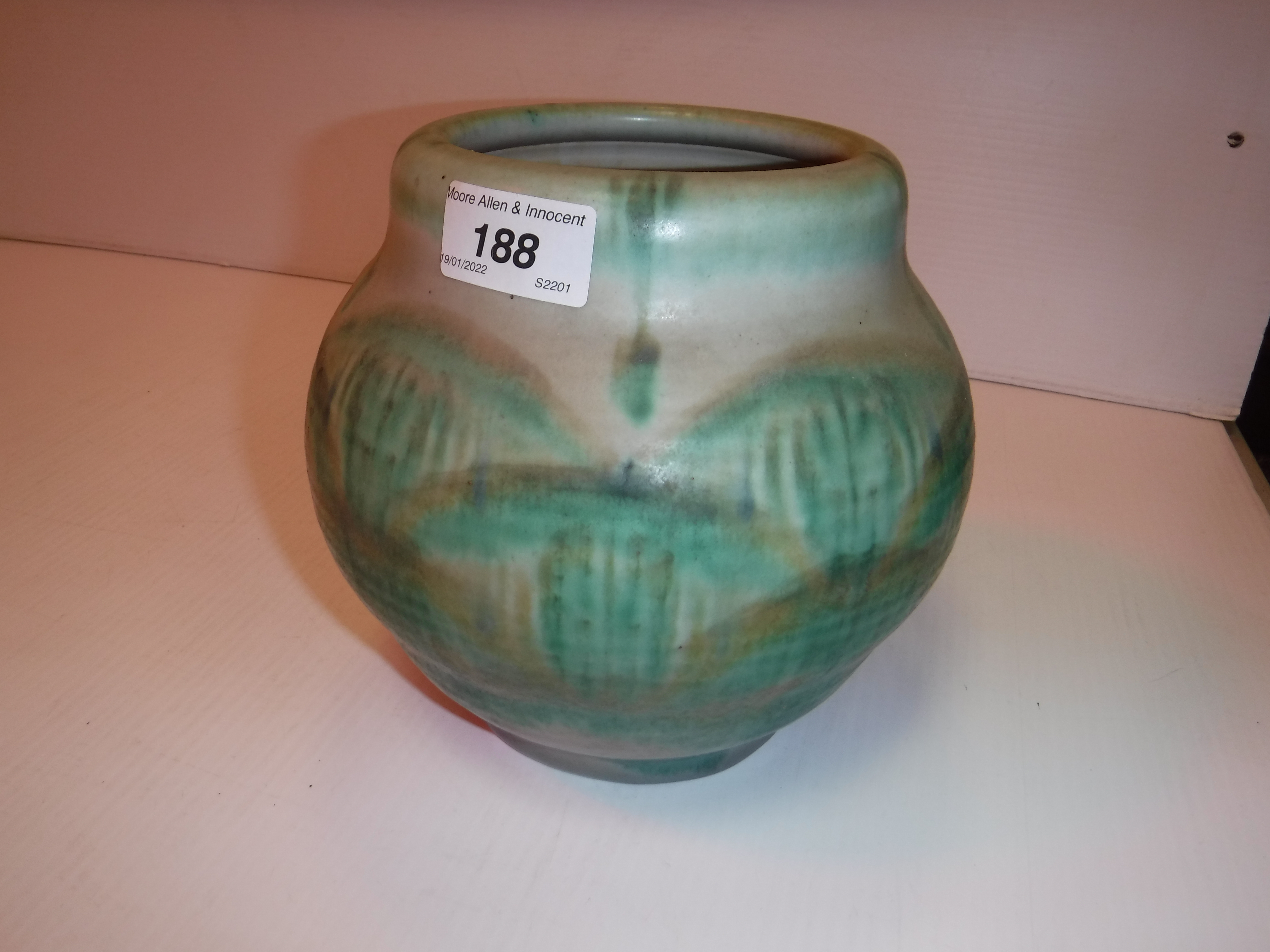 A Pilkington's Royal Lancastrian grey / blue glazed baluster shaped squat vase, - Image 4 of 7