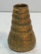 An Elton ware crackled lustre ware vase of cylindrical tapering ribbed form, signed to base,