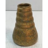 An Elton ware crackled lustre ware vase of cylindrical tapering ribbed form, signed to base,