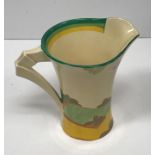 A Clarice Cliff “Bizarre Fantasque” design waisted jug decorated with coastal seascape with two