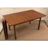 A modern teak rectangular dining table of plain form, 154.5 cm wide x 91.