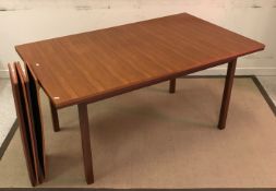 A modern teak rectangular dining table of plain form, 154.5 cm wide x 91.