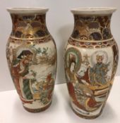 A pair of Japanese Satsuma style baluster vases, 35.