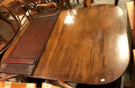 A 20th Century mahogany twin pillar D end dining table in the Georgian style 99 cm wide x 180 cm