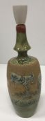 A Doulton Lambeth stoneware vase / lamp base by Hannah Barlow, decorated with sgraffito donkeys,