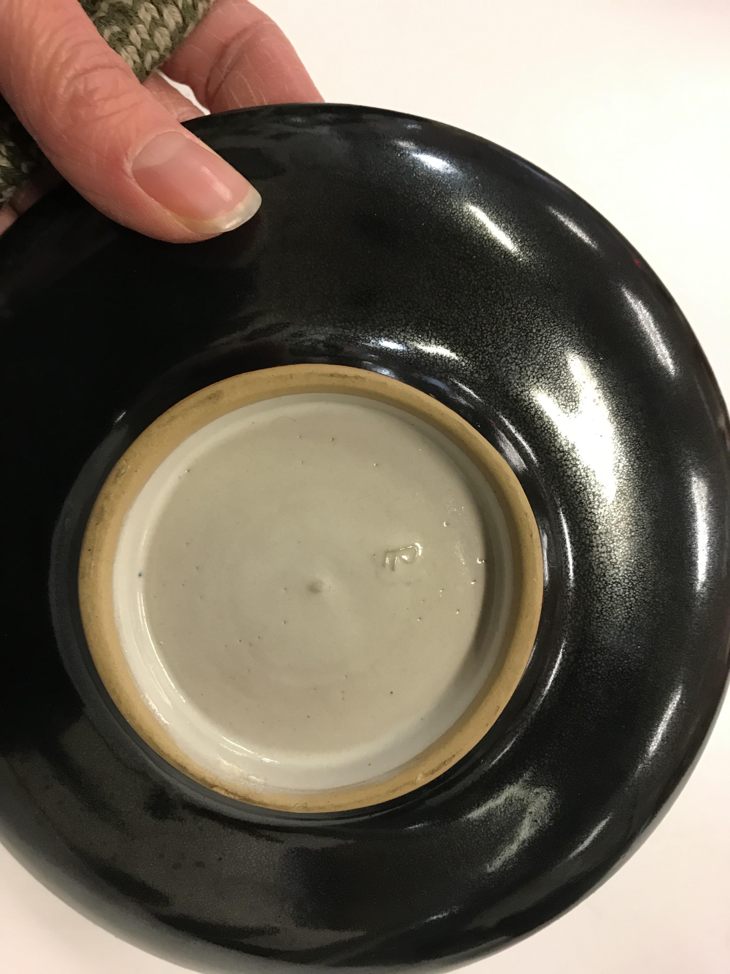 A Lucie Rie black glazed elliptical bowl and saucer, both bearing Lucie Rie marks, - Image 13 of 13