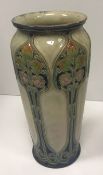 A Francis C Pope Royal Doulton Art Nouveau design vase with stylised floral and foliate incised