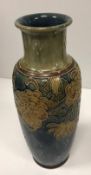 A Royal Doulton vase with tube-line decoration by Florrie Jones of chrysanthemum flowers,