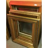 Four various gilt picture frames and four pine frames