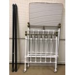 A brass and wrought iron single bedstead in the Victorian manner 92 cm wide x 205 cm long x 141 cm