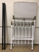 A brass and wrought iron single bedstead in the Victorian manner 92 cm wide x 205 cm long x 141 cm