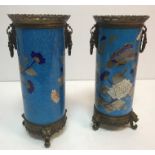A pair of 19th Century French Creil et Montereau vases each with blue gilt and white enamelled