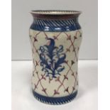 An Alfred Powell waisted vase with lattice work foliate decoration,