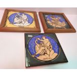 A collection of three Minton tiles designed by John Moyr Smith depicting Greek/Roman figures,