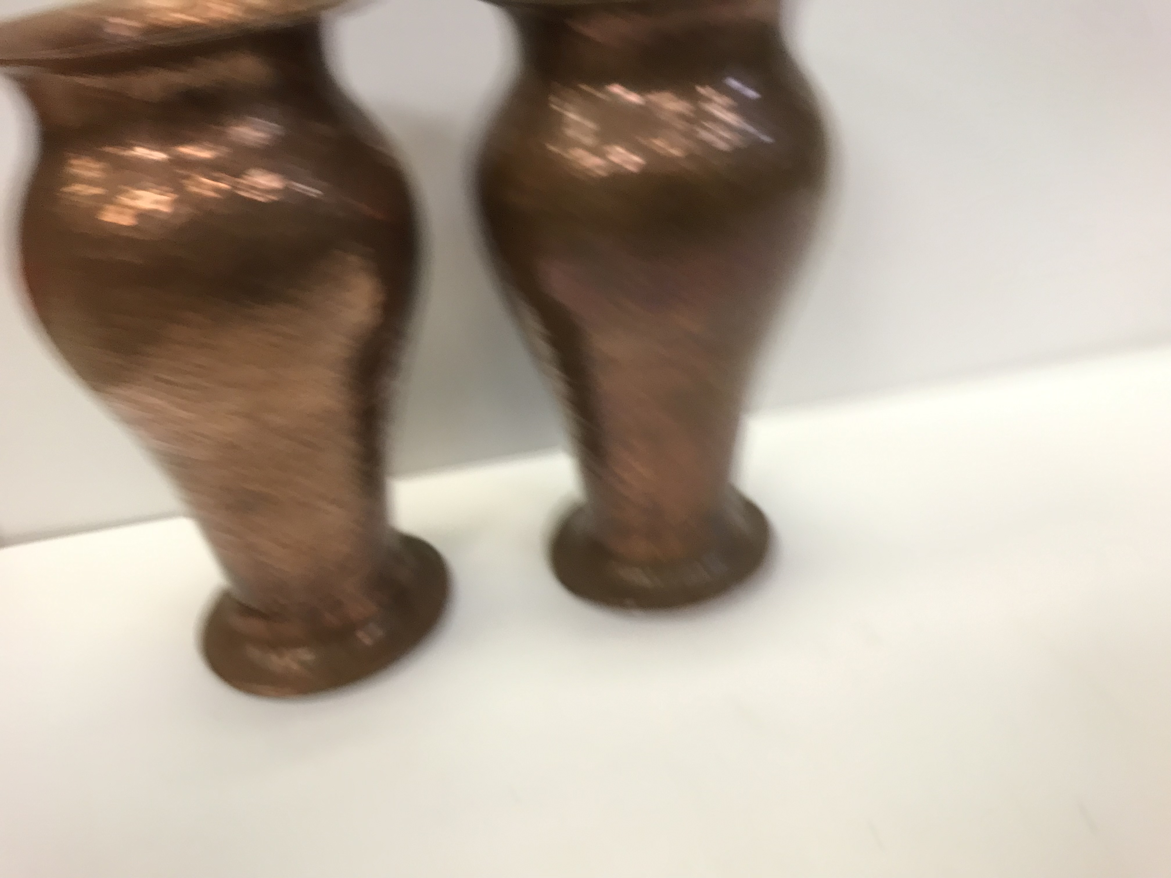 A pair of Richard Rathbone hammered copper baluster shaped vases with flared rims, - Image 7 of 19