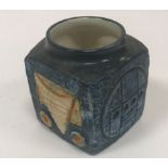 A Troika preserve pot with impressed decoration signed "Troika Cornwall" and initialled to base for