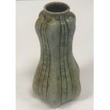 Martin Brothers gourd shaped vase with line decoration signed "Martin Brothers London" and No'd