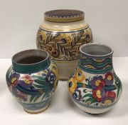 A Poole Carter Stabler Adams vase pattern 899 20 cm high together with a similar vase pattern 676