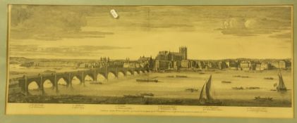 AFTER S & N BUCK "The Thames with the New Bridge at Westminster, Mill Bank, Horseferry, St.