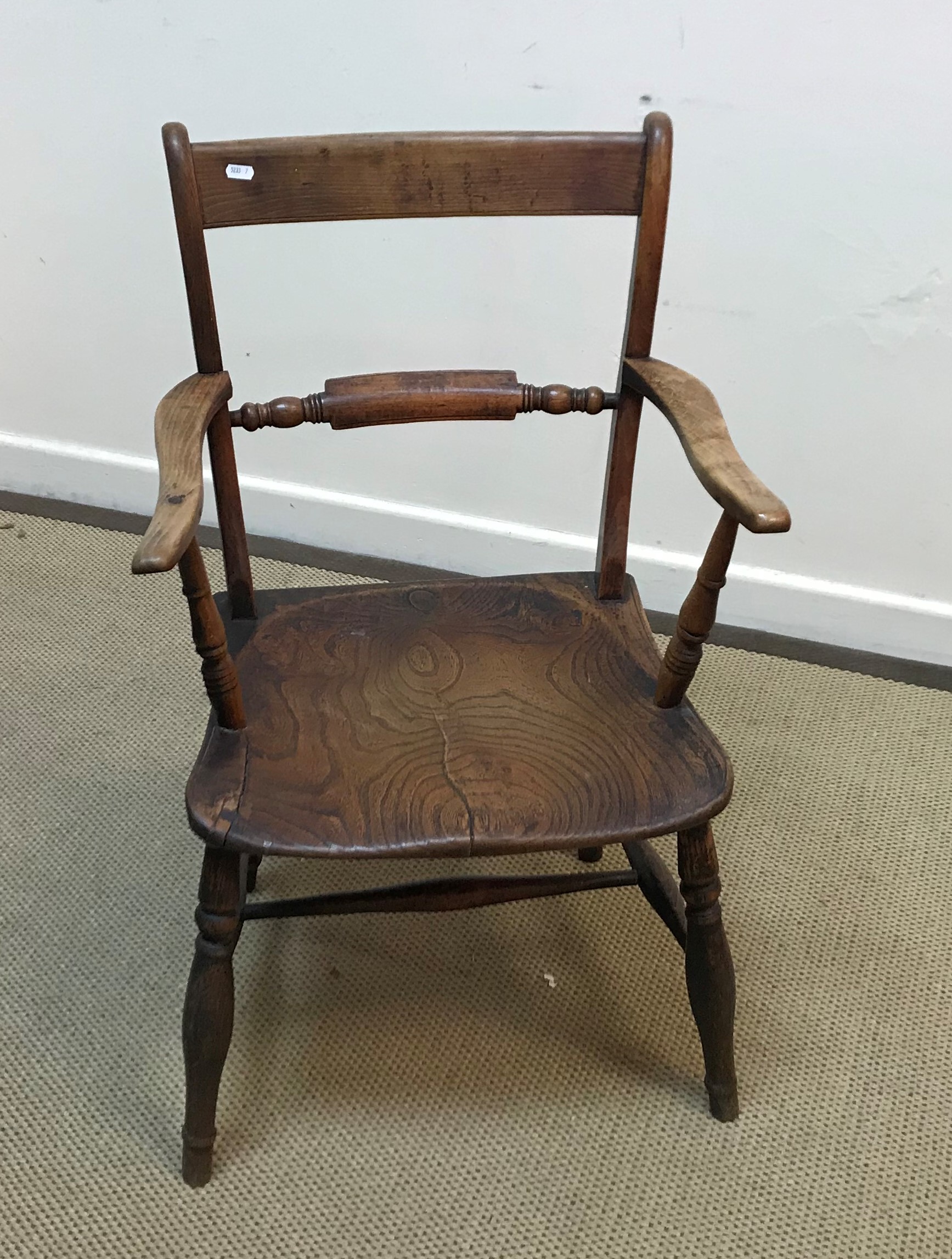 A 19th Century Oxford bar back elbow chair, a circa 1900 stained beech deep rectangular tray, - Image 2 of 4