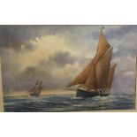 JOHN WATSON "Sailing vessels at full sail" watercolour heightened with white,