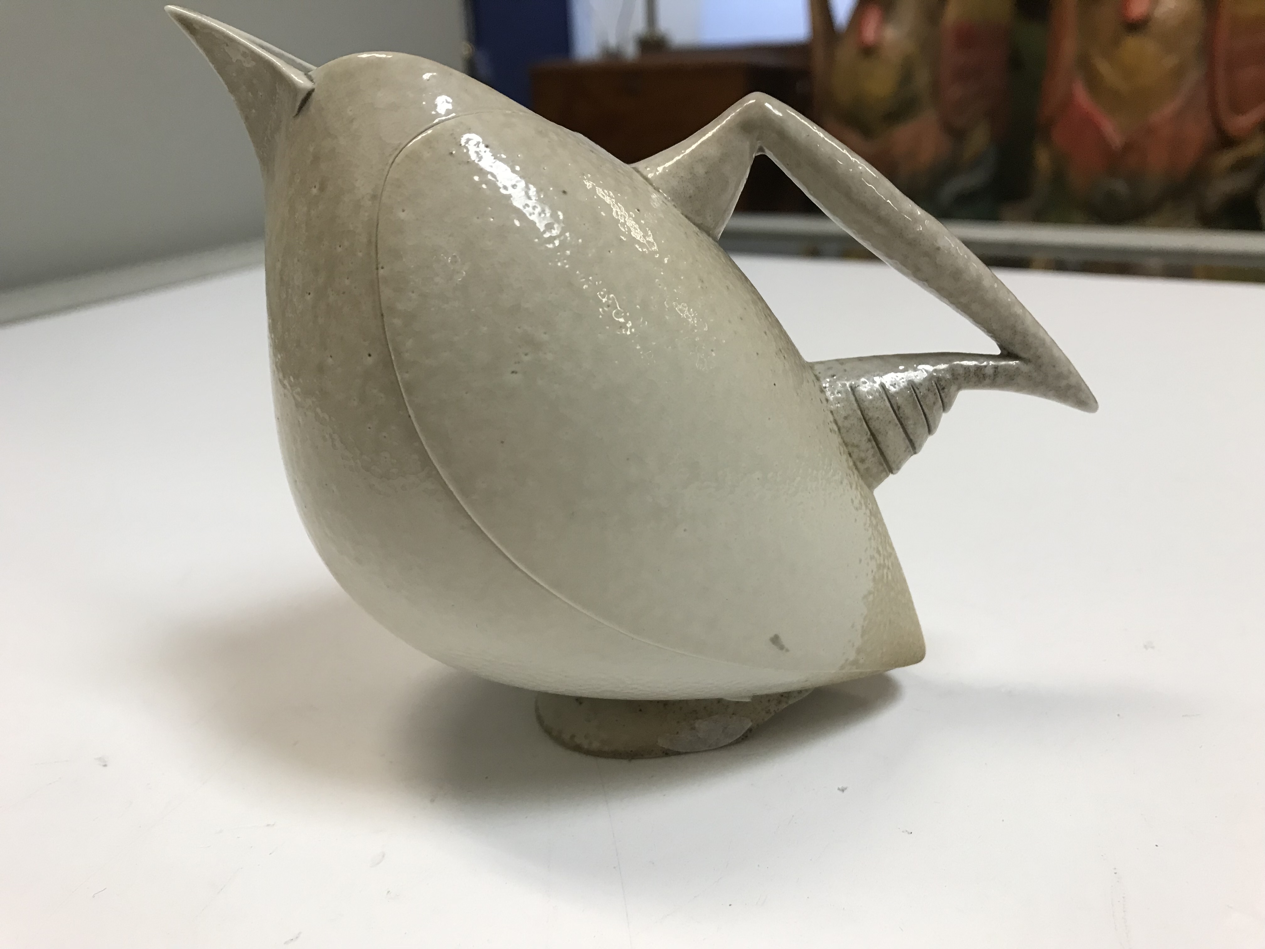 An Anthony Theakston sparrow beak jug in the form of a bird in stone coloured glaze, - Image 5 of 13