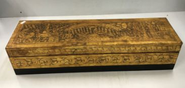 A Burmese Sutra or Kammavaka box or sacred text box containing red and gold lacquered text with