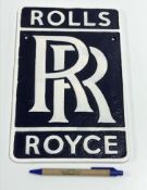 A modern painted cast metal sign "Rolls Royce",