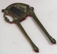 A 19th Century Kandy, Sri Lankan brass betel nut cutter, formerly sprung but spring missing,