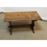 A 19th Century Oxford bar back elbow chair, a circa 1900 stained beech deep rectangular tray,