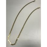 A 14 carat gold fancy chain link necklace, 49 cm long, 24.