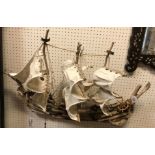 A driftwood boat as a wall hanging 87 cm in length,
