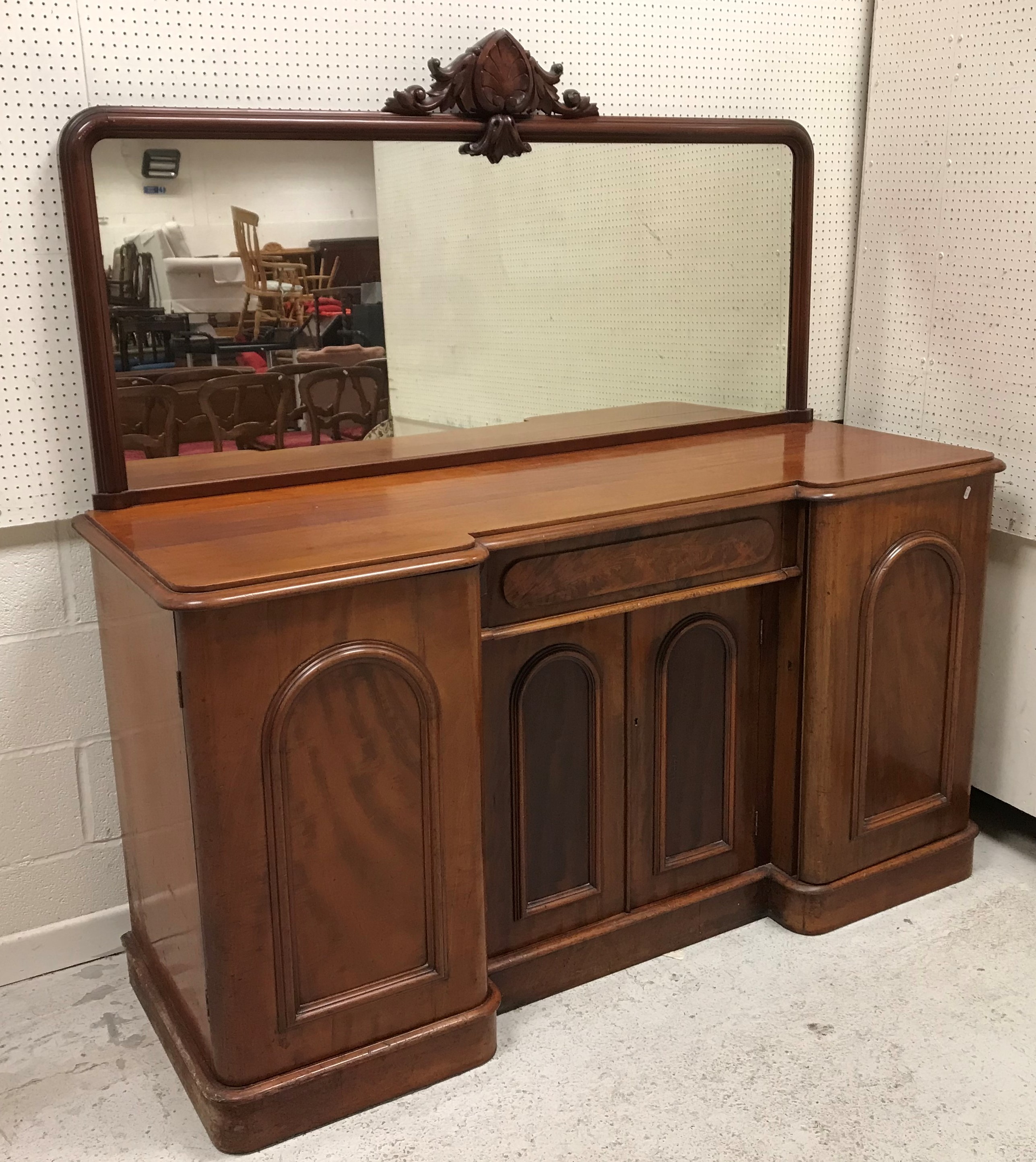 A Victorian mahogany break front sideboard,