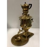 A 19th Century Russian brass samovar by Nikolai Ivanovic Batashev of Tula (the palace supplier