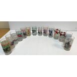 A collection of eighteen Kentucky Derby etched and coloured glass commemorative beakers, 1986-2001,