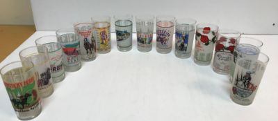 A collection of eighteen Kentucky Derby etched and coloured glass commemorative beakers, 1986-2001,