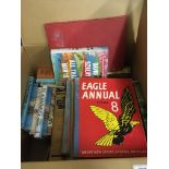 Three boxes of various books to include Eagle Annual No. 7 (x 2), Eagle Annual No.