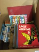 Three boxes of various books to include Eagle Annual No. 7 (x 2), Eagle Annual No.